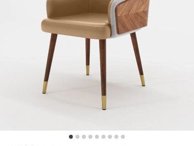 ARTPLAN Dining/Accent Arm Chair, Dark Orange/Wood Grain, Mid-Century Modern Design
