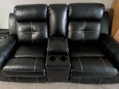RC Willey Reclining Loveseat with Console - Black