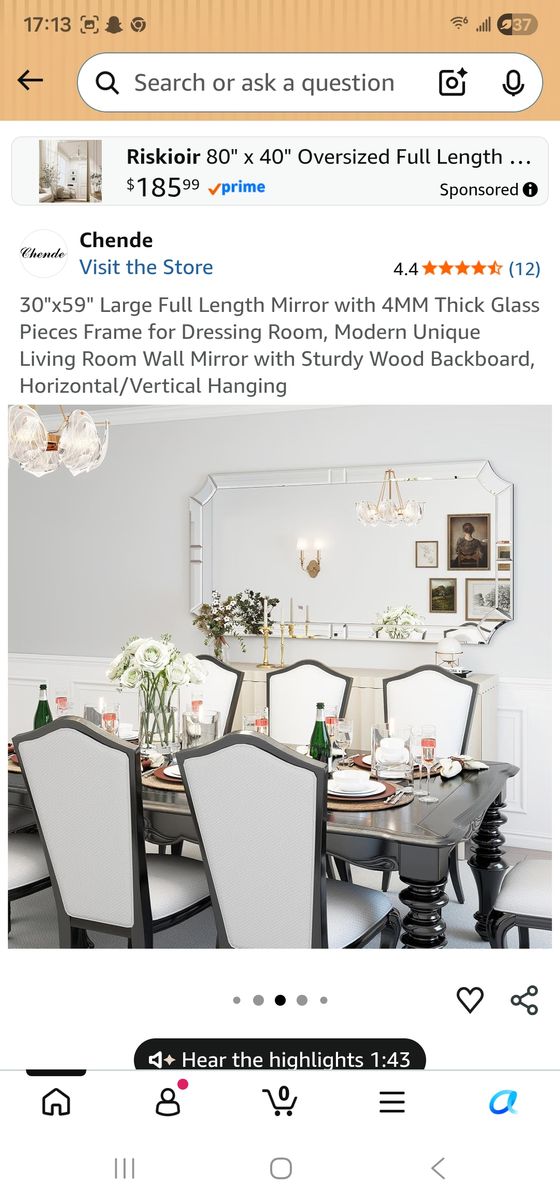 30x59 Chende full length mirror