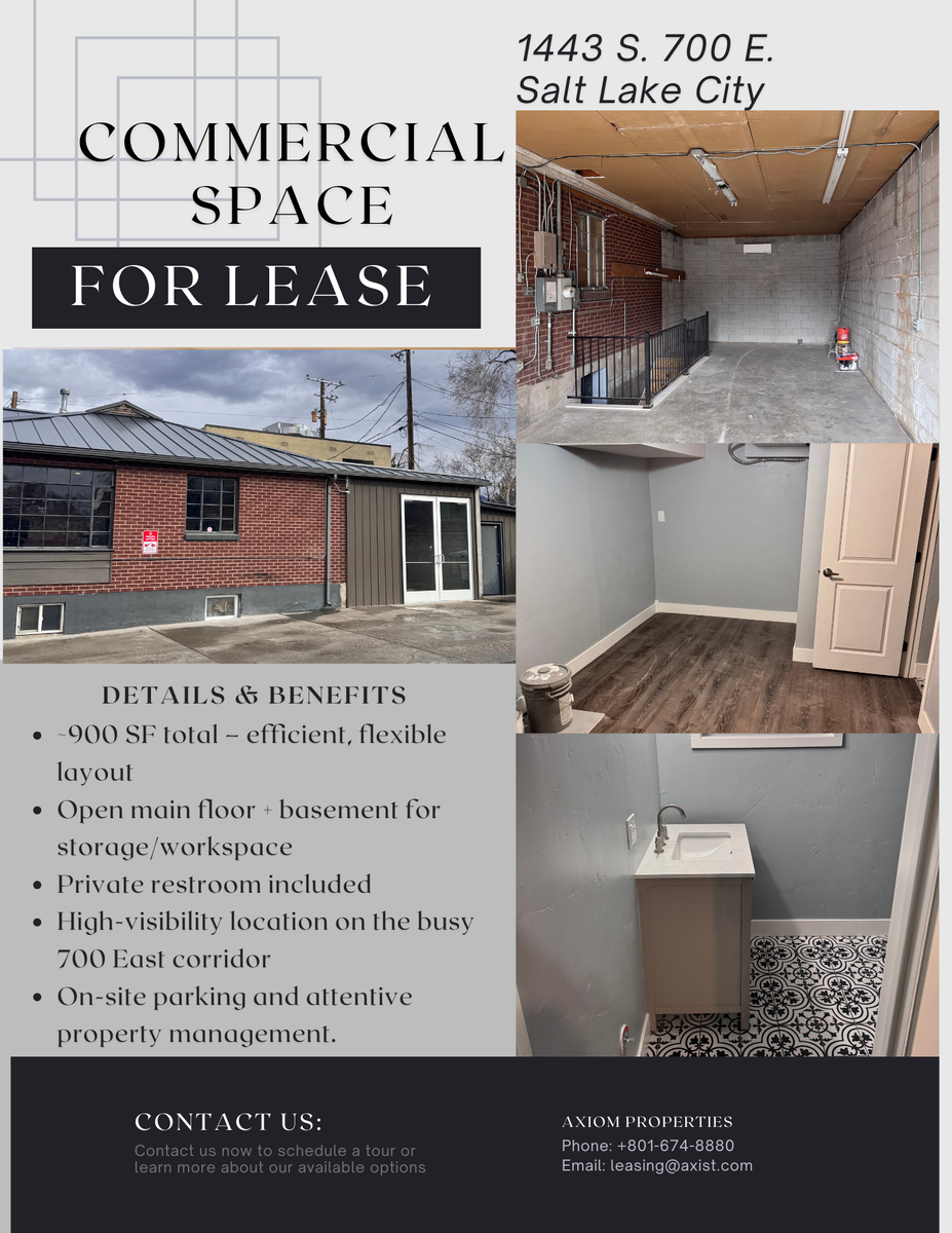 Commercial Space FOR LEASE - 1443 S 700 E