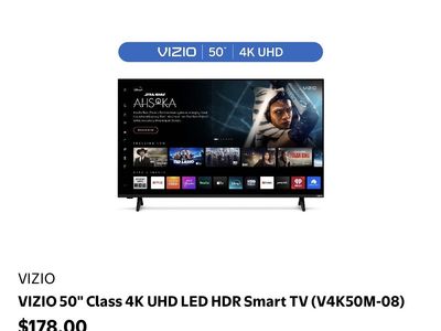 VIZIO 50" Class 4K UHD LED HDR Smart TV (V4K50M-08) - Excellent Condition, used it 1 time, like new condition.