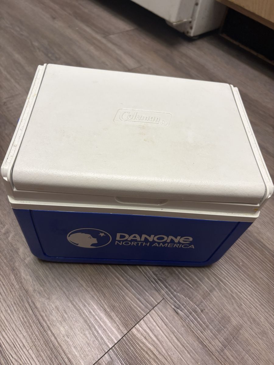 Coleman Blue and White Cooler with Danone North America Logo