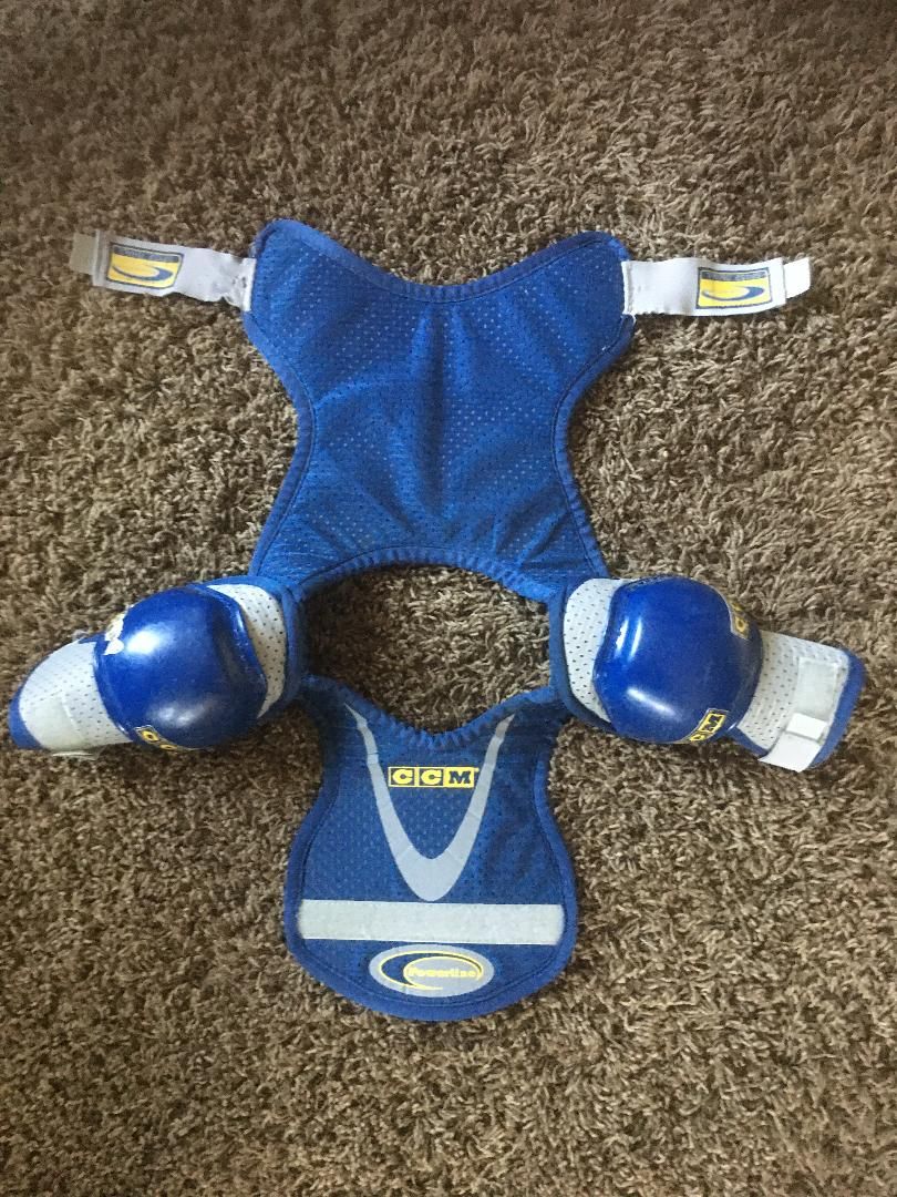 CCM Powerline Youth Small Hockey Shoulder Pads - Ages 3-6 - Blue