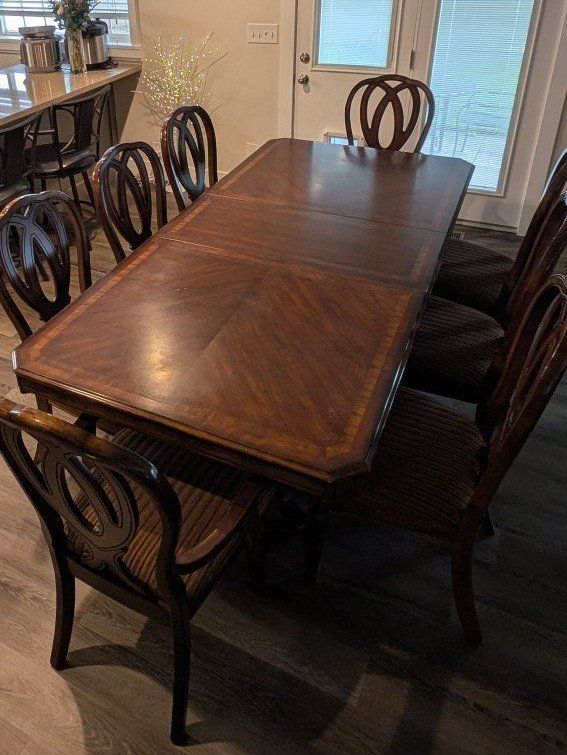 Rectangular dining table set with 8 chairs