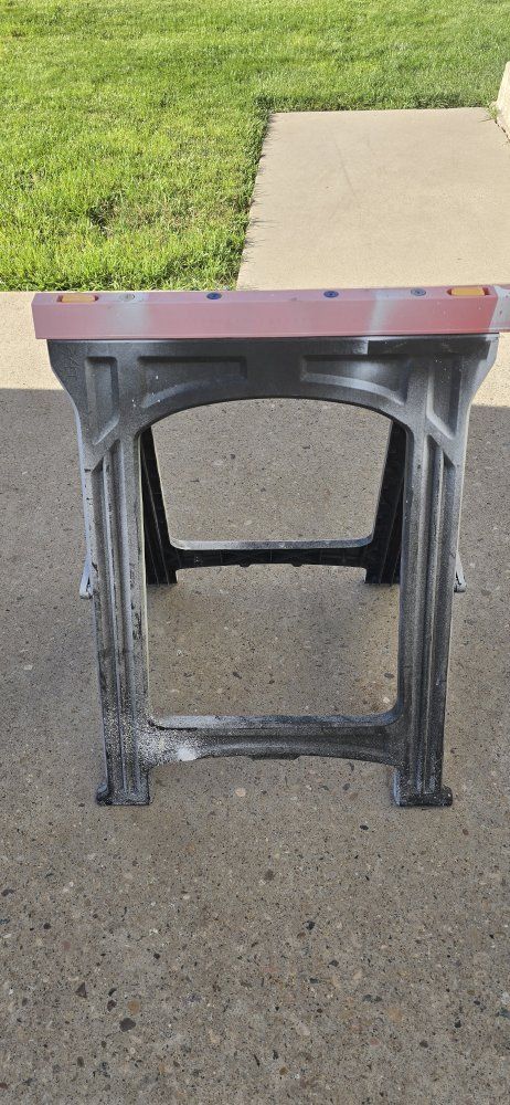 Sturdy Black Sawhorse for Construction, Carpentry & DIY Projects - Used Condition