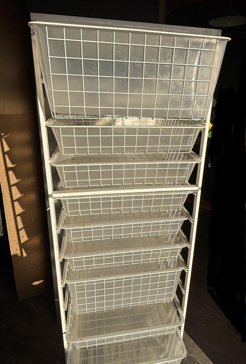 Wire Basket Rack With Sliding Drawers
