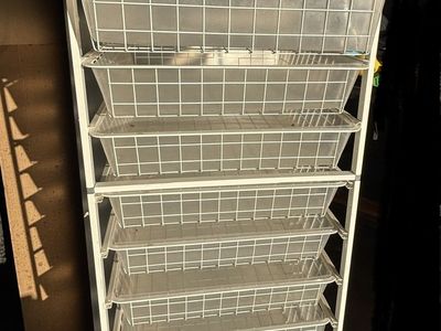 Wire Basket Rack With Sliding Drawers