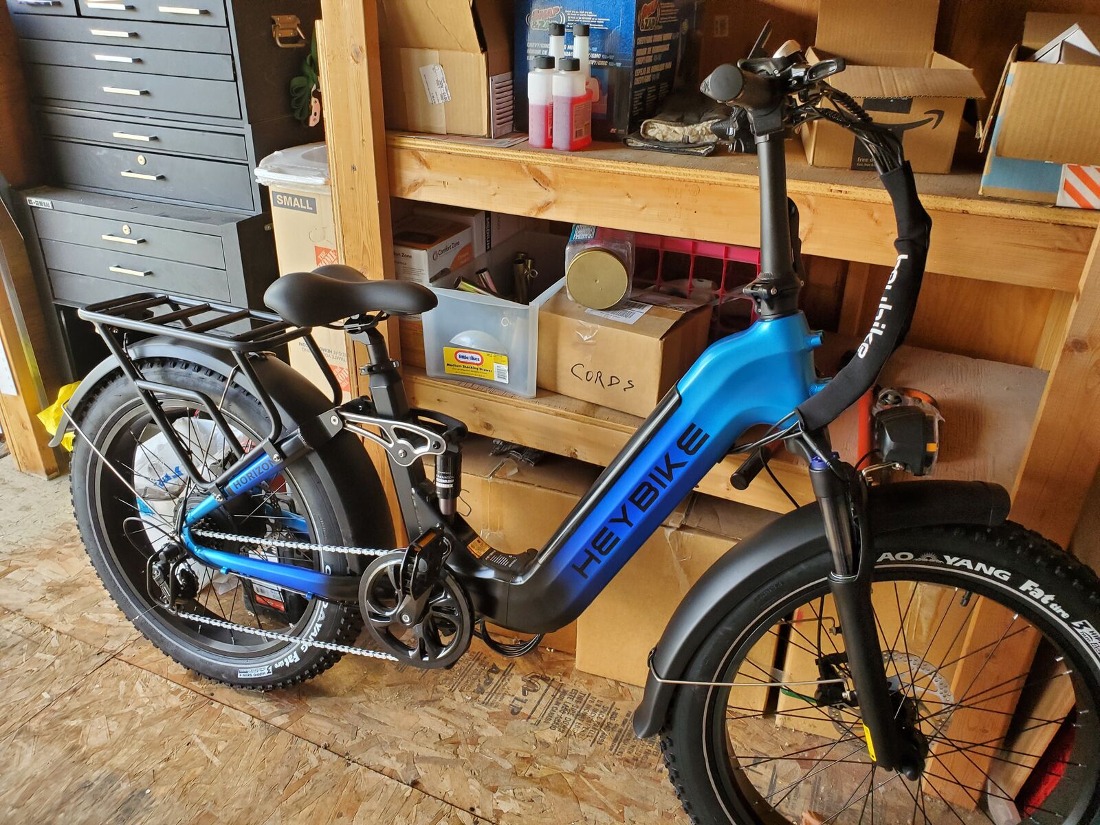 Heybike horizon folding ebike with full suspension.