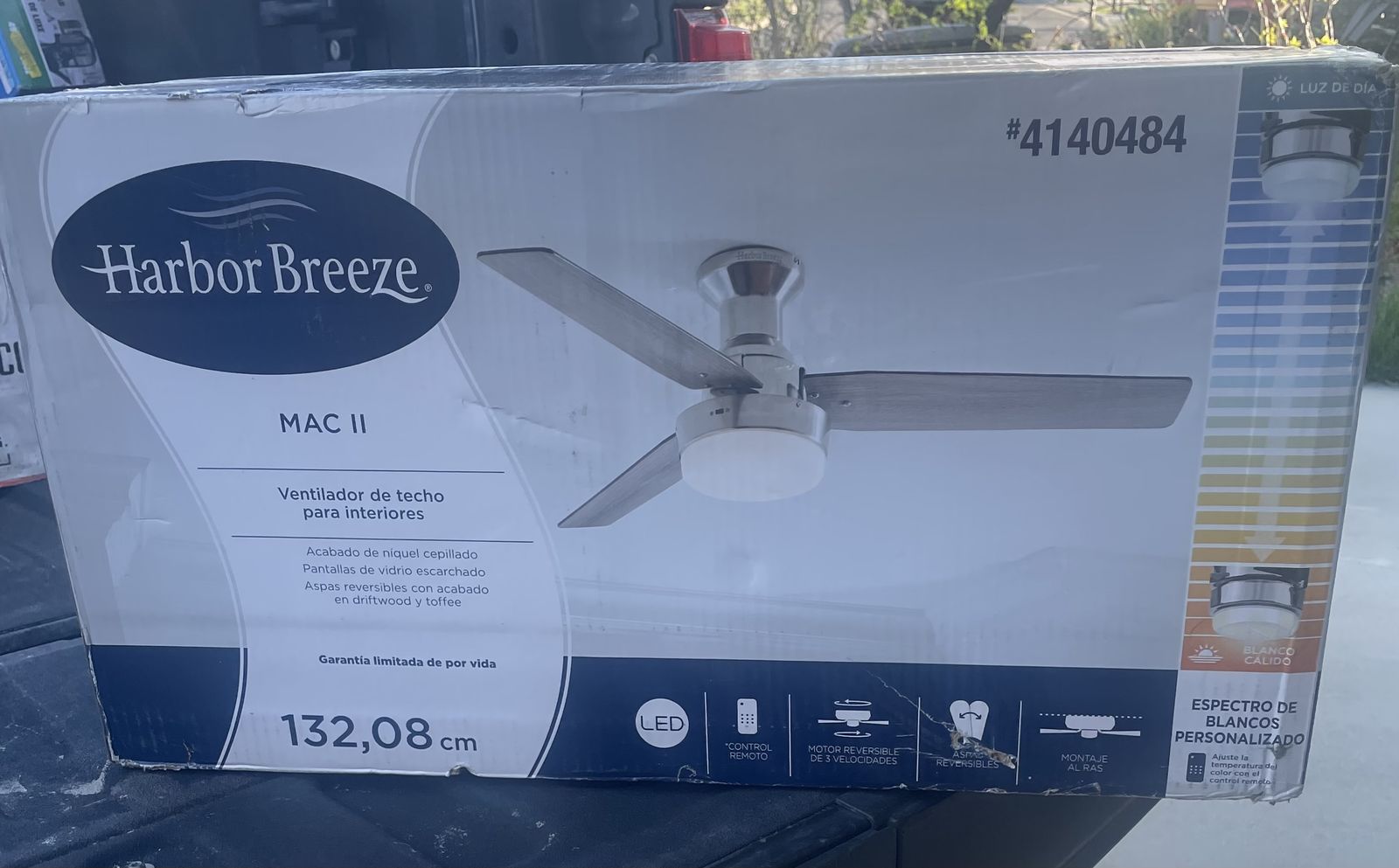 NEW Harbor Breeze Mac II 52 inch Brushed Nickel Flush Mount Ceiling Fan w/ Light