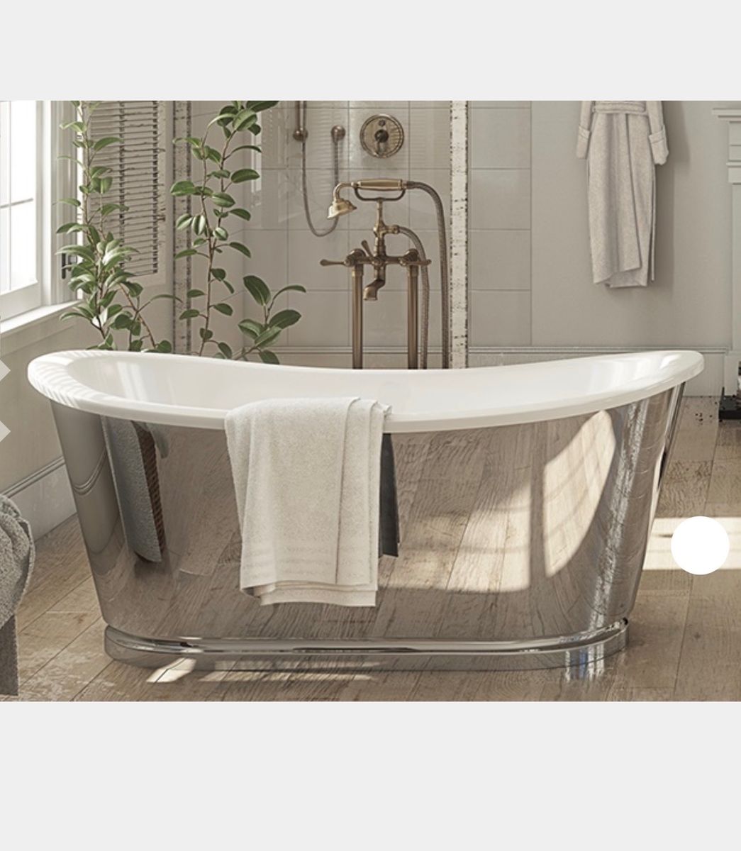 Clearwater/ crosswater London Balthazar luxury freestanding tub polished stainless steel