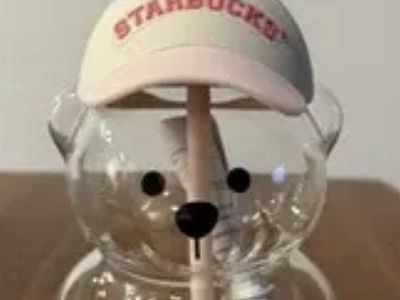 Starbucks Bearista Bear Tumbler Glass Cup with Strawberry Straw Topper