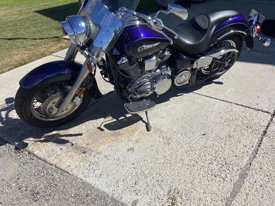 Yamaha Road Star Cruiser Motorcycle with Windshield - Purple and Chrome