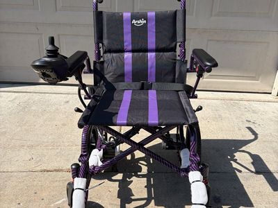 Arshin Foldable Electric Wheelchair - Purple, with Joystick Control, New, Working, Open Box, AS-IS