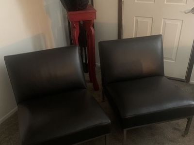 Pair of Room & Board Archer Leather Slipper Chairs - Set of 2