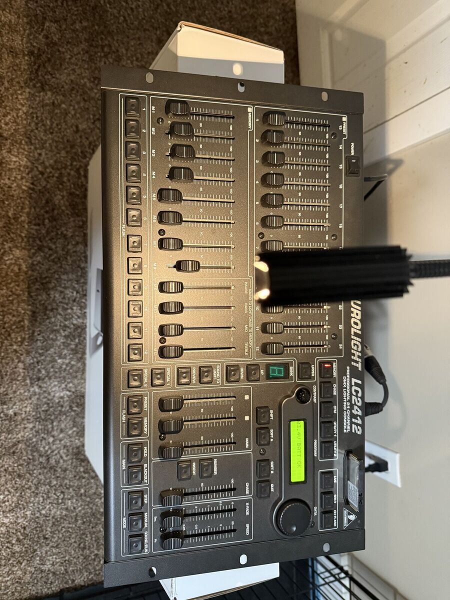 Eurolight LC2412 lighting control board, with user manual, 5 to 3 pin adapter, BNC light and a PCMCIA Card