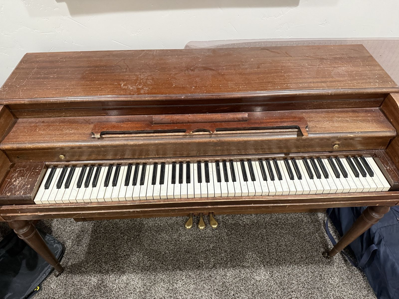Vintage Emerson Piano - Used Condition, Wood Finish, All Keys Present