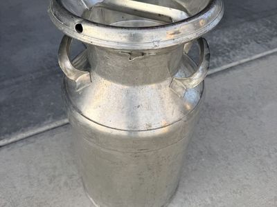 Vintage Aluminum Dairy Milk Can with Lid and Handles - Rustic Farmhouse Decor