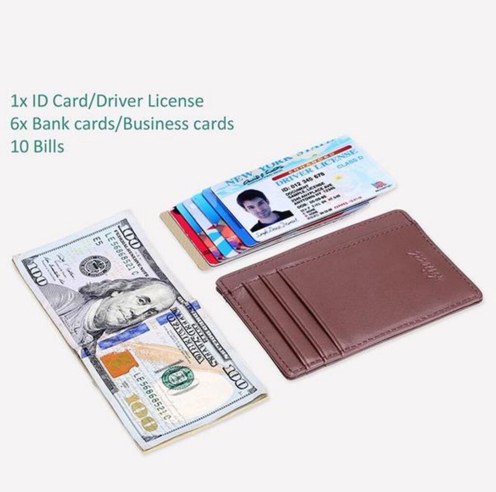 Slim Leather RFID Wallet – Front Pocket – Brown