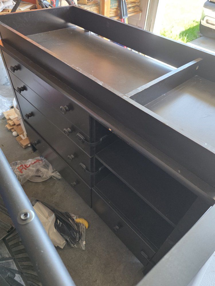 Black Wooden Changing Table Dresser Combo
