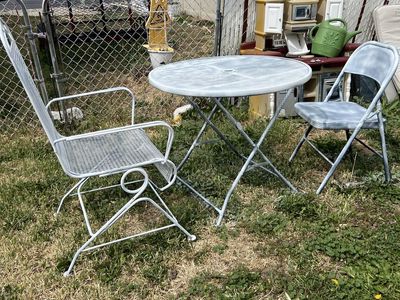 Outdoor table & 2 chairs all metal