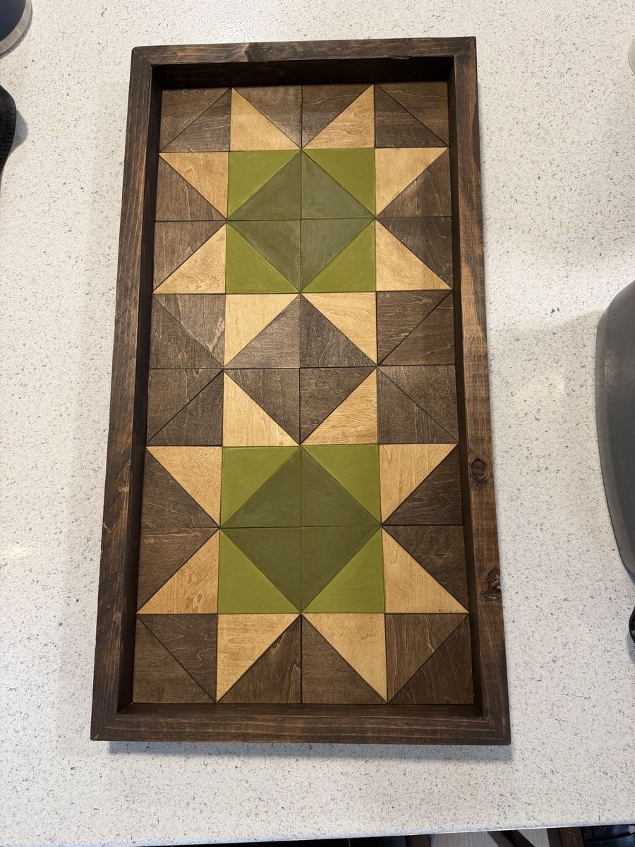 Handcrafted Geometric Wooden Quilt Block Wall Art Decor - Set of 2