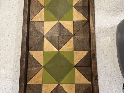 Handcrafted Geometric Wooden Quilt Block Wall Art Decor - Set of 2
