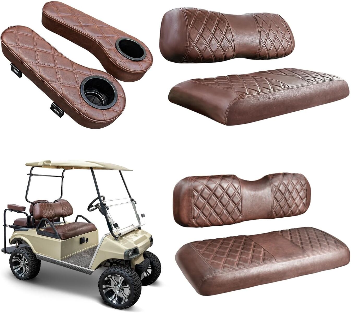 2000.5 - 2025 Club Car DS Vinyl Front&Rear Seat Cover with Flip-Up Armrests kit