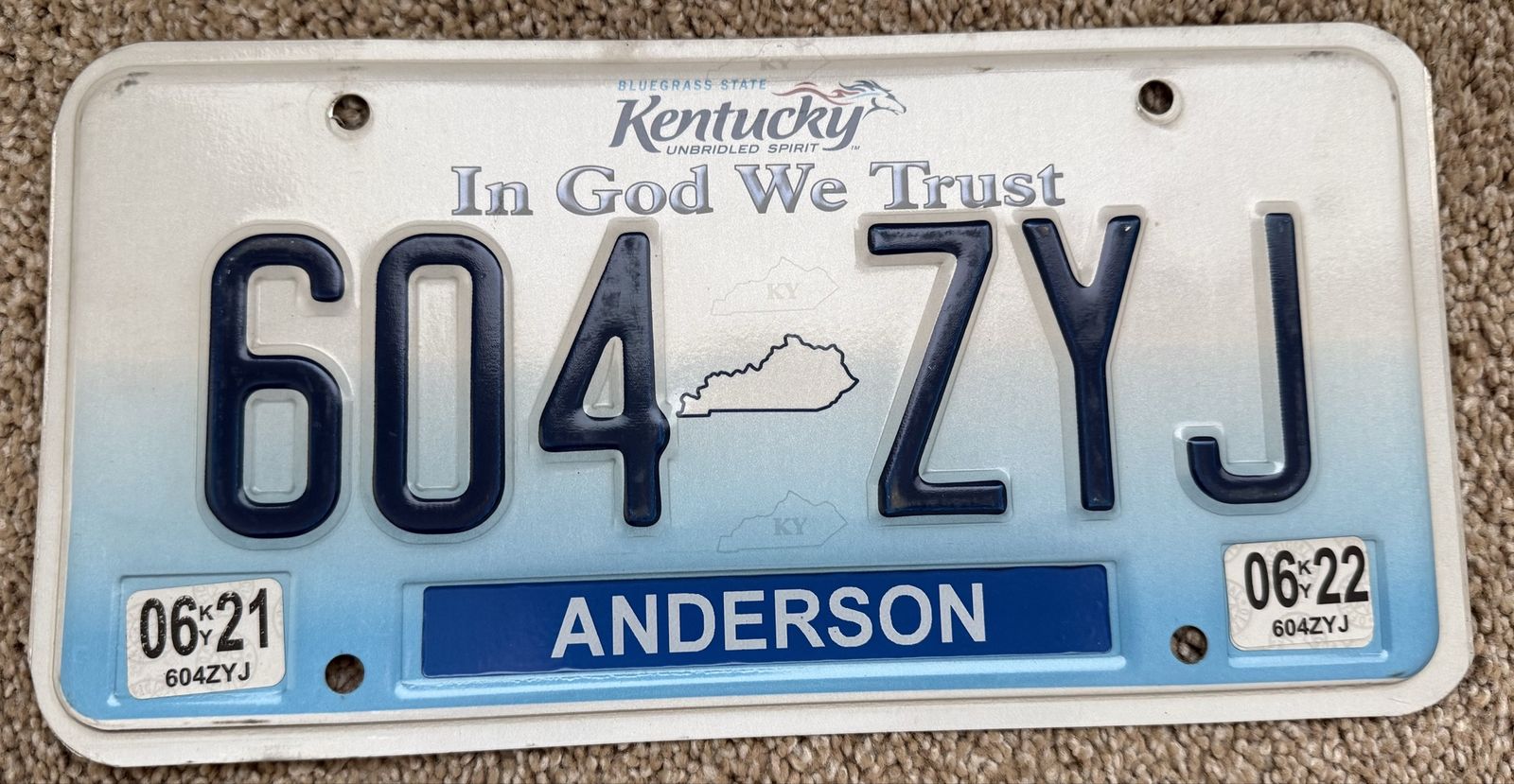 Expired Kentucky License Plate