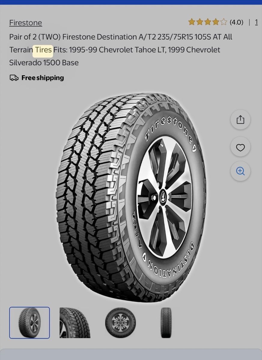 4 FIRESTONE DESTINATION TIRES