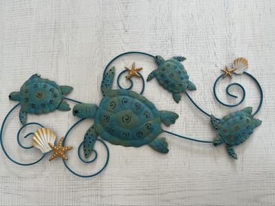 Set of three colorful turtles wall art