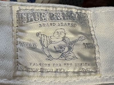 True Religion Disco Joey White flared rhinestone lowrise Jeans 26