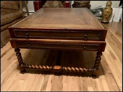 Leather Top Coffee Table