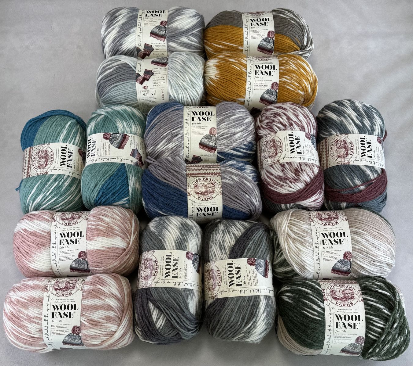 16 Skeins Lion Brand Wool-Ease Fair Isle Yarn – New