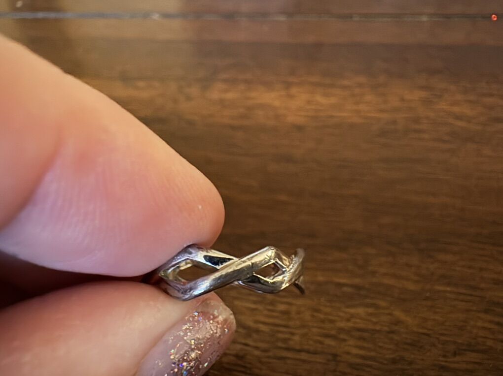 Silver Intertwined Or Twisted Ring Size 6.5