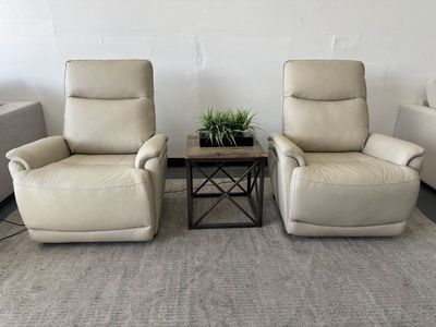 LIKE NEW COSTCO LEATHER POWER RECLINER CHAIR SET