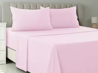 LUX Decor Queen Pink 4PC Sheet Set Soft Plain Deep Pocket Bedding Set