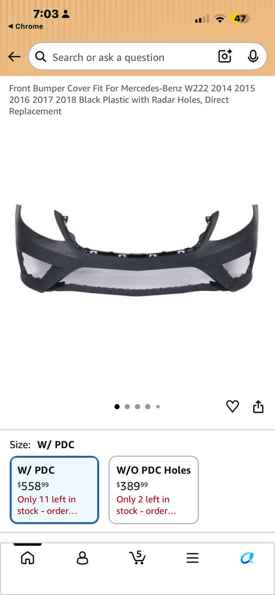 NEW Front Bumper Cover for Mercedes-Benz W222 2014-2018