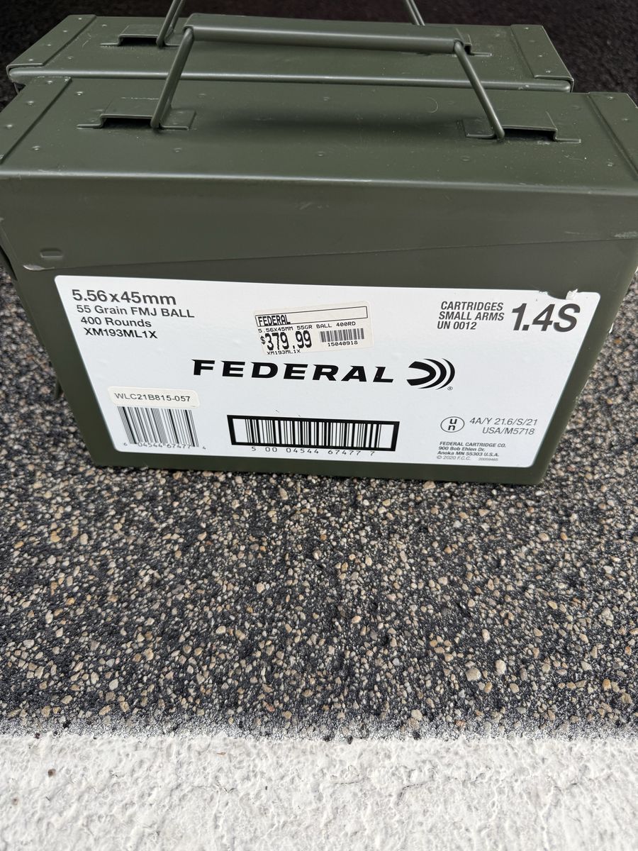 400 Rounds Federal XM193 In Ammo Cand