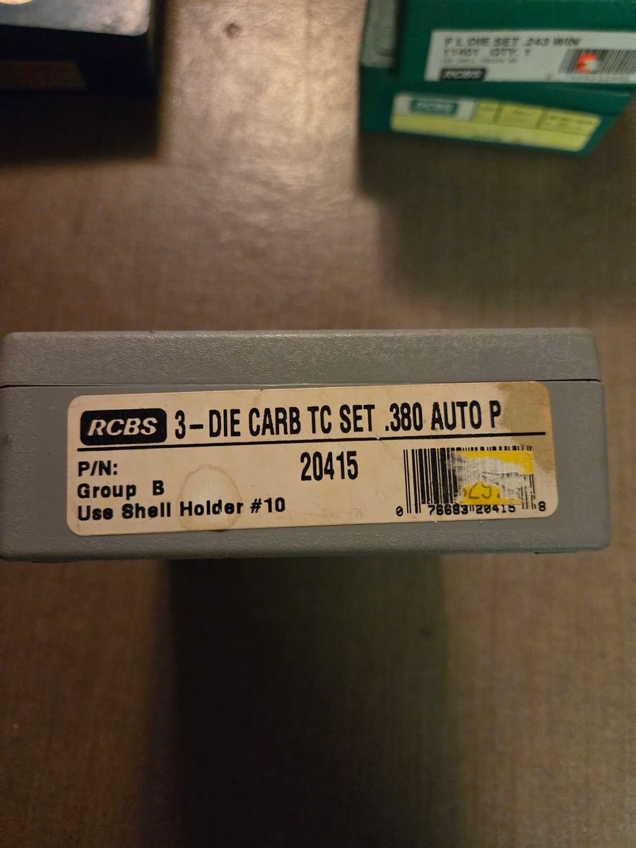 RCBS 3-Die Carb TC Set .380 Auto P - P/N 20415 Reloading Dies
