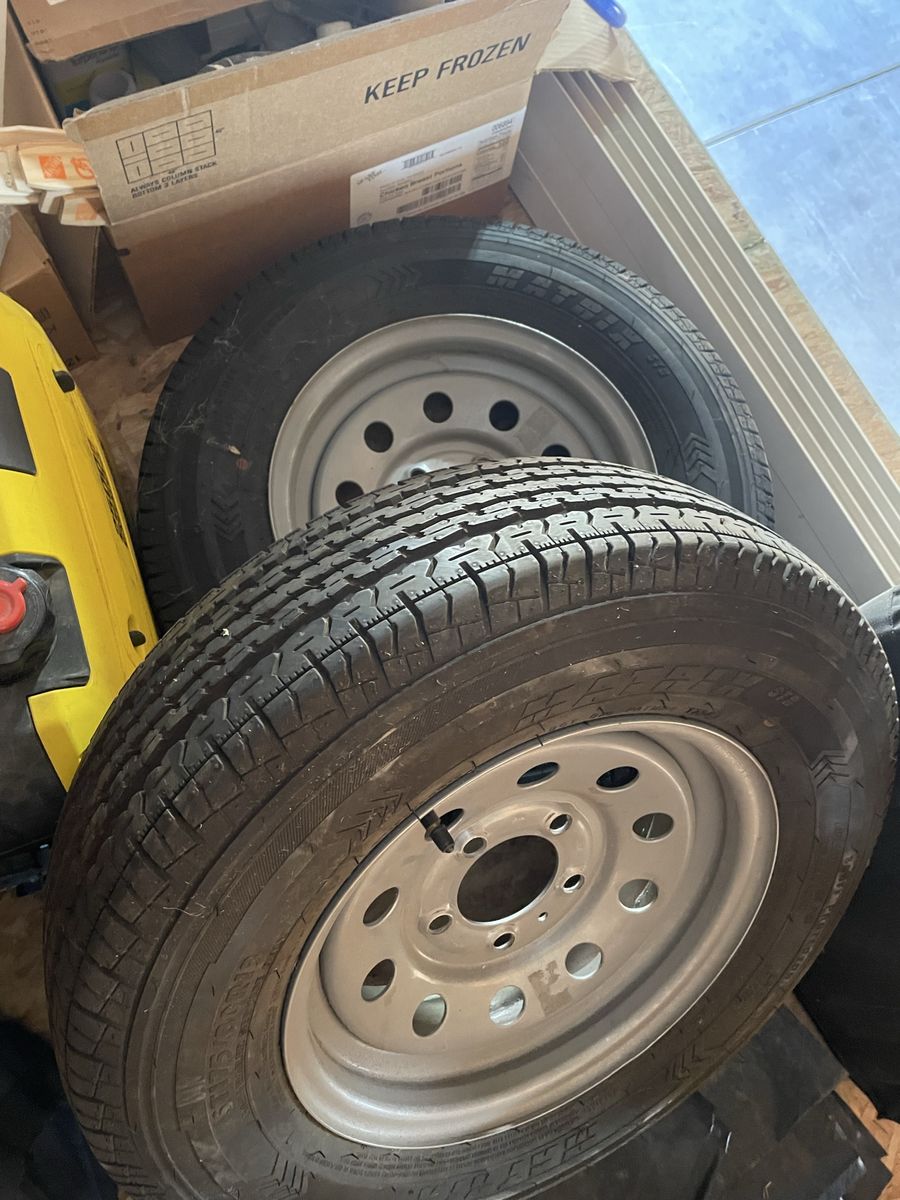 Brand new!  Matrix STR Set of 2 ST175/80R13 trailer tires and wheels