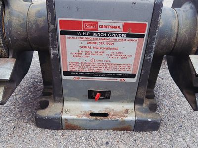 Craftsman 1/3 HP Bench Grinder Model 397.19391 with Light - Heavy Duty Shop Tool