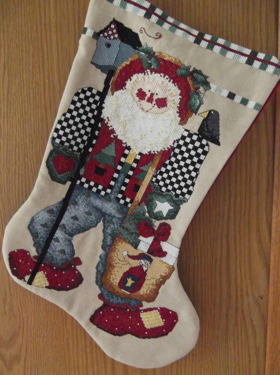 Christmas in the Garden cross-stitch Christmas stocking