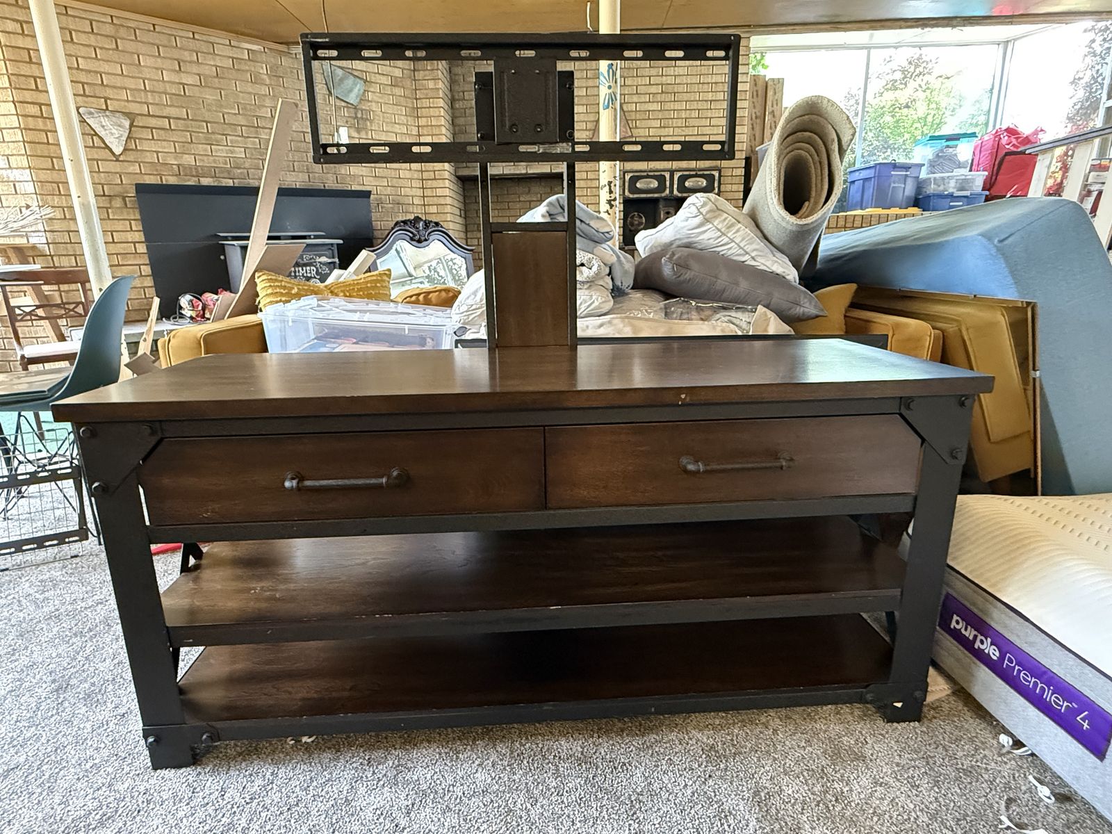 Entertainment Center w/ TV mount - Wood and Metal