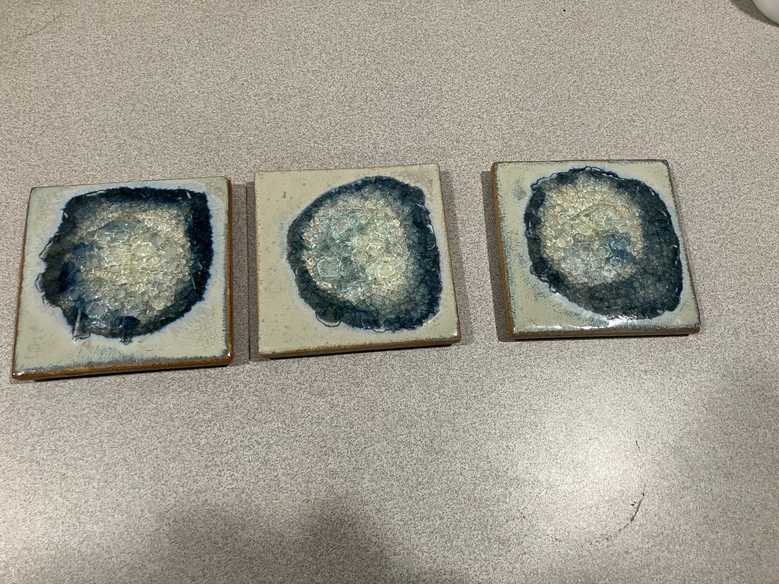 3 Dock 6 Pottery Geode Fused Glass Coasters