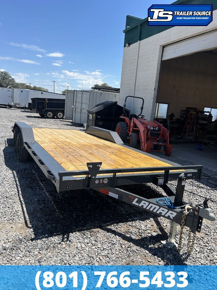 8.5x20 Lamar CC Wide Body w/ Drive Over Fenders Flatbed Car Hauler Trailer - 10K GVWR -