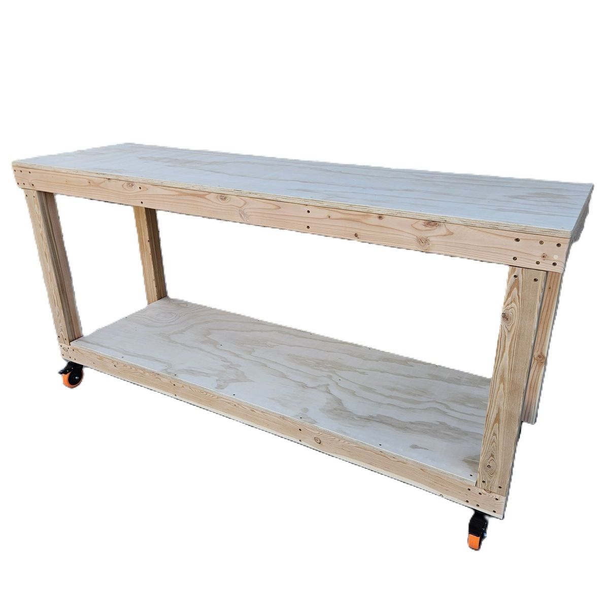 Wooden Workbench with Locking Wheels