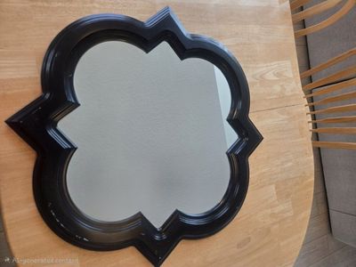 Black Quatrefoil Wall Mirror - Decorative Accent for Home Decor