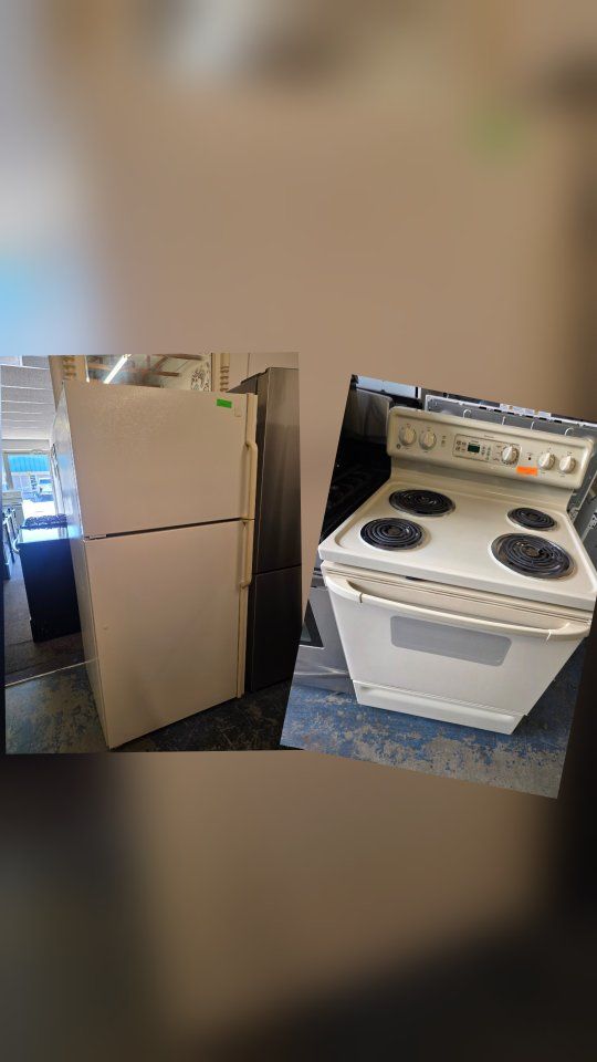 Whirpool refrigerator and ge electric stove Light cream color 
