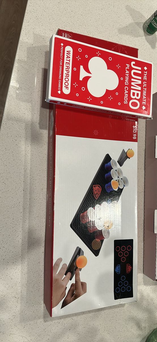 The Ultimate Jumbo Waterproof Playing Cards & Mini Beer Pong Set - Perfect for Parties!