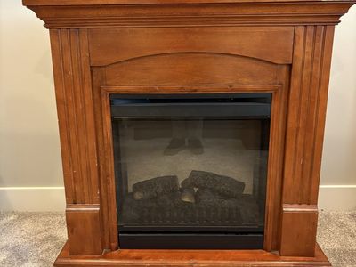 Electric Fireplace with Wood Mantel - Realistic Flame Effect